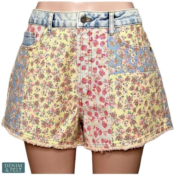 FARM Rio Patchwork Floral Denim Shorts Anthropologie Size 31 NEW/NWT!! - Picture 1 of 13